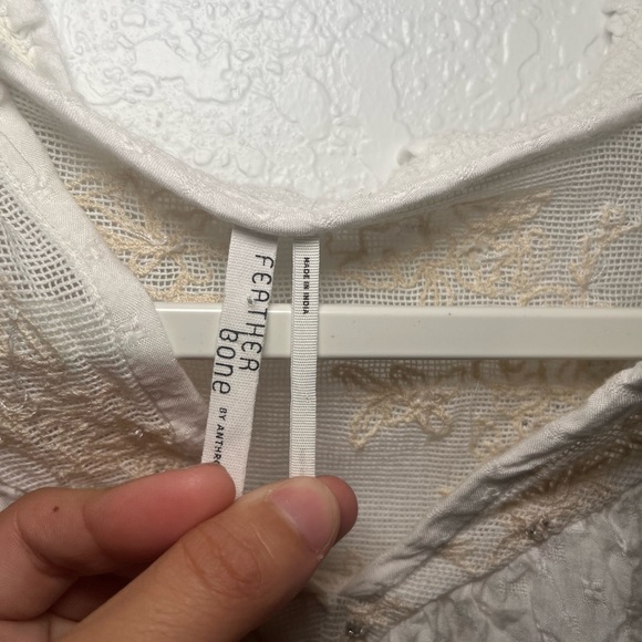 Women's Cream Beaded Highneck Dolman Featherbone Edda Peasant Long-Sleeve Size S - Picture 3 of 8